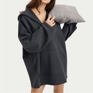 Nap Loungewear Baggy Tunic Hoodie Charcoal Gray Grey